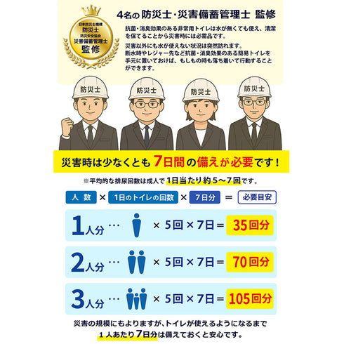 大口専用 簡易トイレ 50〜100回セット 自治会 自治体 企業 組合 様 日本製 防災士監修 抗菌消臭 菌99%抑制 20秒凝固 15年保存 災害・断水対策 可燃ゴミ